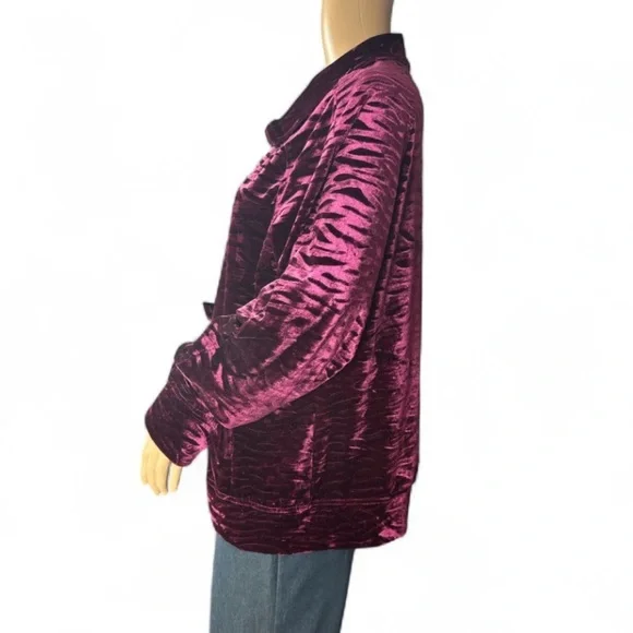 Tickled Pink Velvet Burgundy Jacket Size XL - Picture 2 of 6